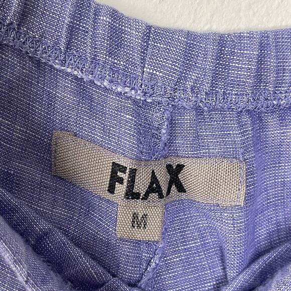 FLAX WOMEN'S LINEN WIDE LEG CROP PANT SIZE M BLUE - Picture 6 of 6